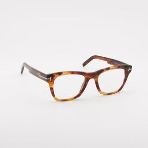 Tom Ford FT5886-B 047 Eyeglasses Light Brown 52mm Square Frame, Blue Light Block